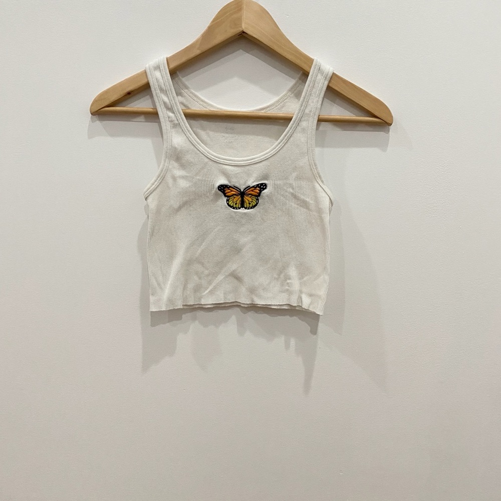 brandy melville cropped butterfly embroidery tank